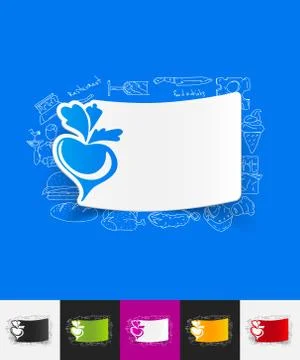 Beet paper sticker with hand drawn elements Illustrazione stock
