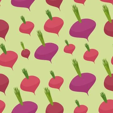 Beet pattern. Seamless background with dark red beets. Vector texture 스톡 일러스트