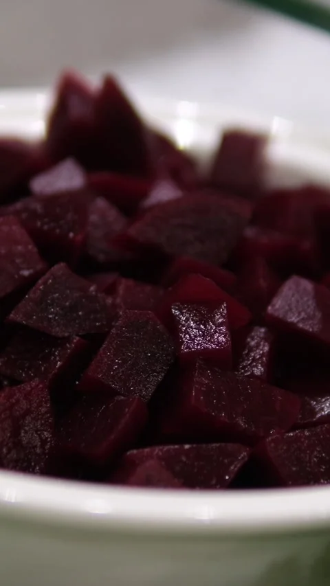 Beet pieces Beetroot Beta vulgaris is root vegetable also known as red beet Stock Footage 310155770