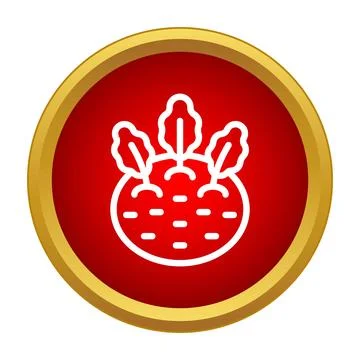 Beet plant icon in a red circle with gold border Stock Illustration