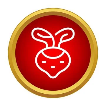Beet root vegetable line icon in red circle Stock Illustration