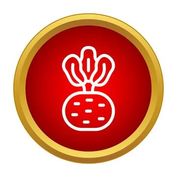 Beet root vegetable line icon in red circle Stock Illustration