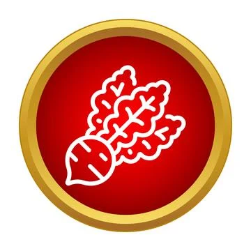 Beet root vegetable outline icon in red circle Stock Illustration