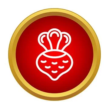 Beet root vegetable outline white icon flat design Stock Illustration