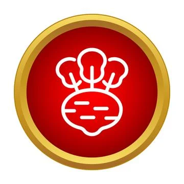 Beet root vegetable outline white icon flat design Stock Illustration