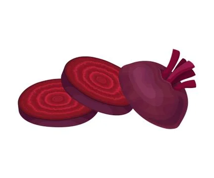 Beet-Root Without Beet Tops Cut into Sections Vector Illustration 스톡 일러스트