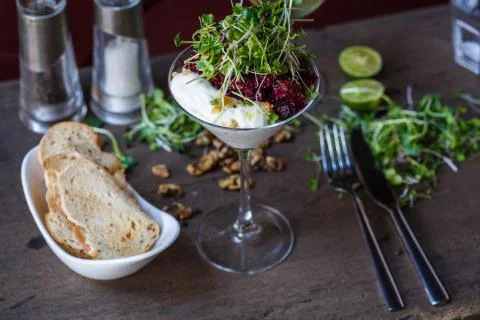 Beet salad in restaurant Stock Photos