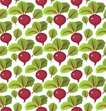 Beet seamless pattern. Beetroot endless background, texture. Vegetable back.. 스톡 일러스트