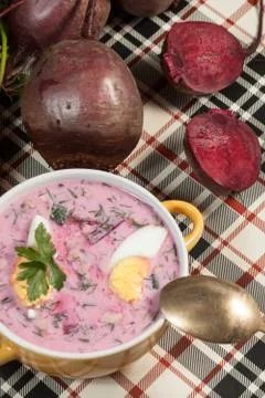 Beet soup cold. Stock Photos