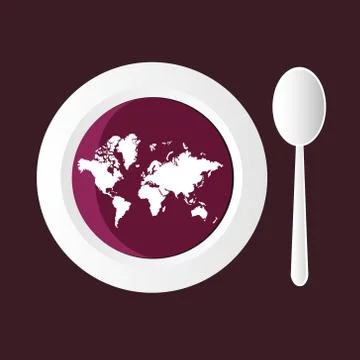 Beet soup with map of world Stock Illustration