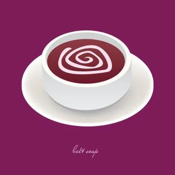 Beet soup on the violet background Stock Illustration