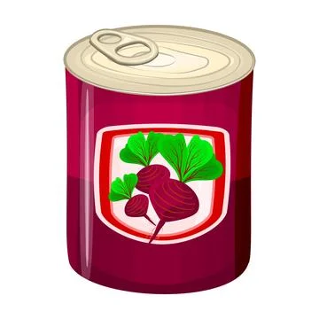 Beet tin can isolated on white background. Canned, stewed, boiled or soup. Stock Illustration