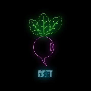 Beet vegetable neon glowing sign illustration Stock Illustration