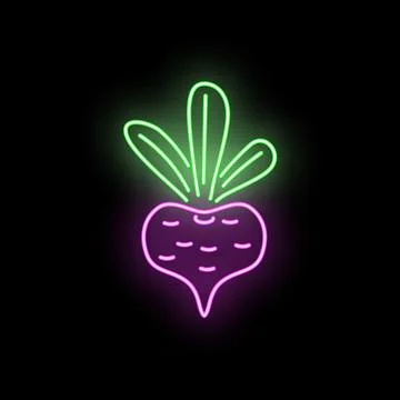 Beet vegetable neon light glowing sign icon Stock Illustration