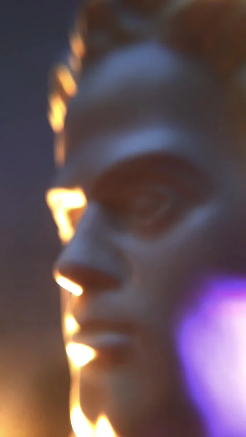 Beethoven Classical bust sculpture illuminated in a vaporwave aesthetic style Stock Footage 329678022