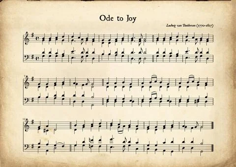 Beethoven Ode to joy horizontal sheet Stock Illustration