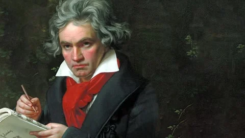 Beethoven writing seamless animation Stock Footage 200186725