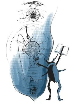 Beetle with a book Stock Illustration