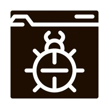 Beetle Bug Code Mistake Or Virus Vector Line Icon Stock Illustration