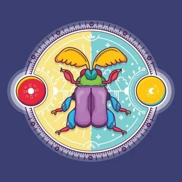 Beetle Bug Design Elements with Line Graphic. Illustrazione stock