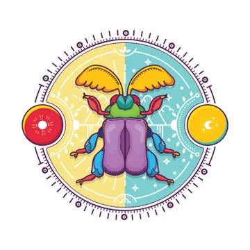 Beetle Bug Design Elements with Line Graphic. Illustrazione stock