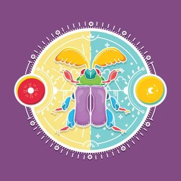 Beetle Bug Design Elements with Line Graphic. Illustrazione stock