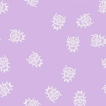 Beetle bug egypt line vector seamless pattern Illustrazione stock