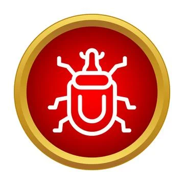 Beetle bug insect outline icon on red button 库存插图