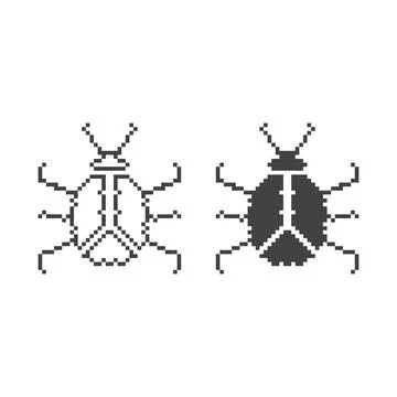 Beetle, bug, insect pest. Pixel art 8 bit vector icon illustration Illustrazione stock