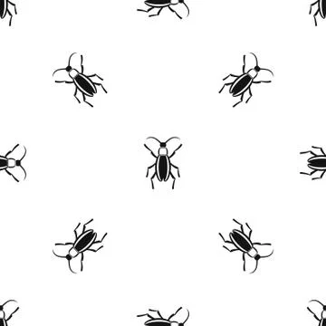 Beetle bug pattern seamless black Stock Illustration