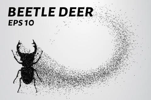 Beetle deer of the particles. Beetle deer consists of small circles. Vector Stock Illustration