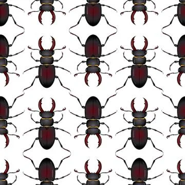 Beetle deer seamless pattern Stock Illustration