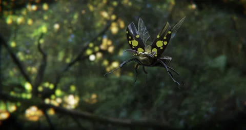 The beetle is flying. 3d render. 3d animation. Stock Footage 200959975