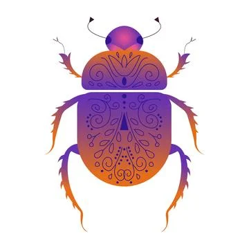 Beetle gradient illustration on white background. Botanical collection Stock Illustration