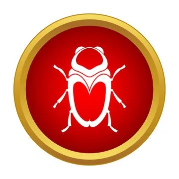 Beetle icon button with gold outline 库存插图