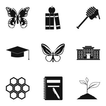 Beetle icons set, simple style Illustrazione stock