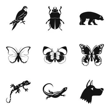 Beetle icons set, simple style Illustrazione stock