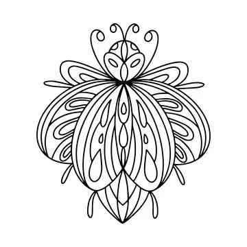 Beetle-insect coloring book. Alpine barbel beetle Stock Illustration