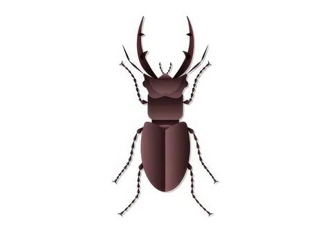 Beetle insect with dark brown body and long antennae イラスト素材