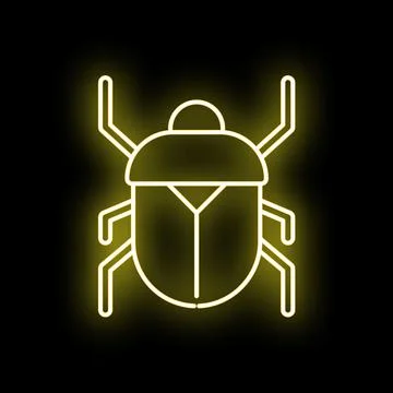 Beetle insect glowing neon light yellow outline イラスト素材