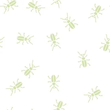 Beetle insect glyph seamless pattern Illustrazione stock