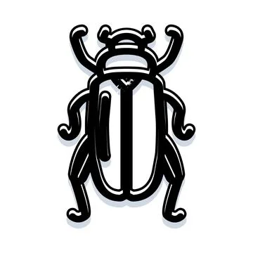 Beetle insect graphic illustration with outline shadow Stock Illustration