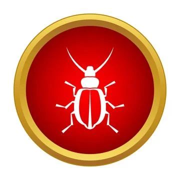 Beetle insect icon in red circle 库存插图