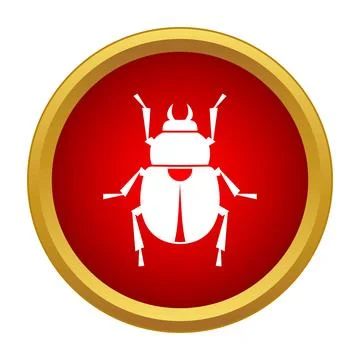 Beetle insect icon on red gold circle Stock Illustration