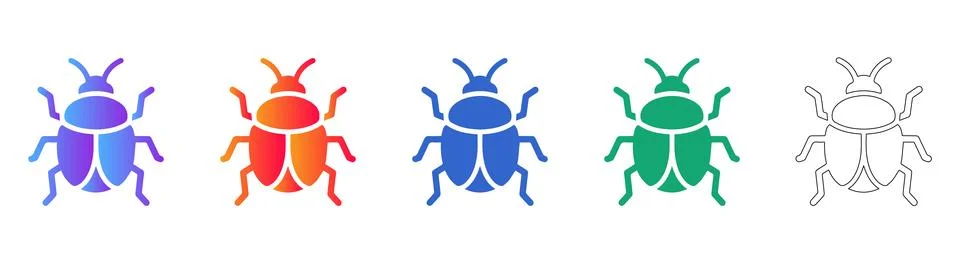 Beetle Insect Icon Set in Gradient and Outline Illustrazione stock