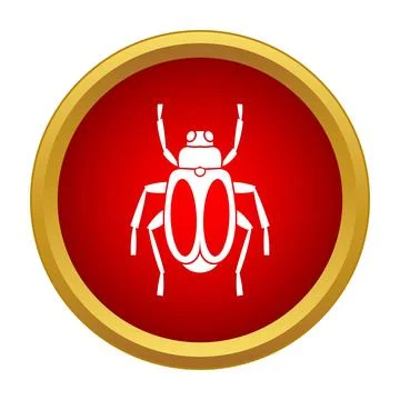 Beetle insect pest icon on red background Stock Illustration
