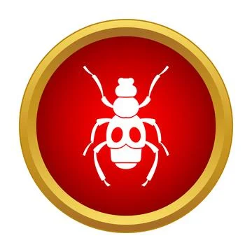 Beetle insect pest icon on red button Stock Illustration