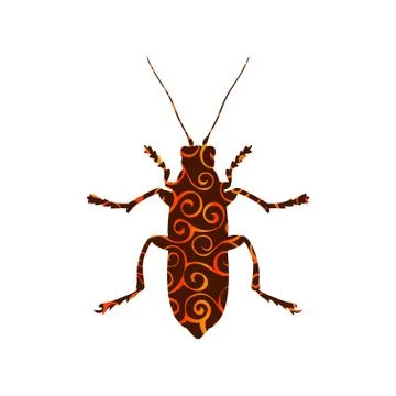 Beetle insect spiral pattern color silhouette animal. Stock Illustration