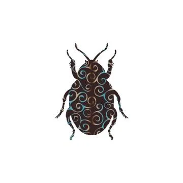 Beetle insect spiral pattern color silhouette animal. Stock Illustration