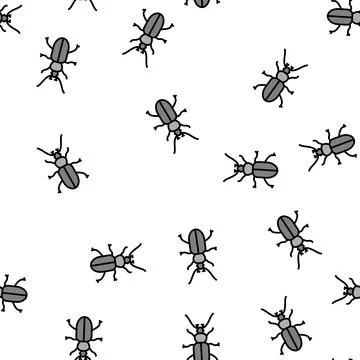 Beetle insect vector seamless pattern Stock Illustration
